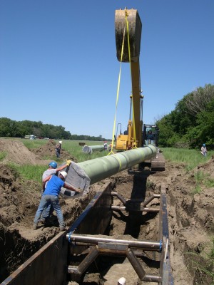 Very first pipe installed (30 inch pipe on Raw Water Pipeline - Segment) on June 14, 2004