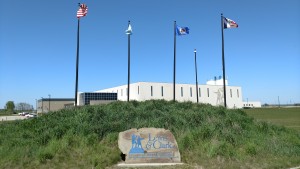 Sign and Flags at the Water Treatment Plant